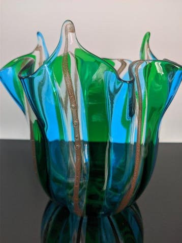 Murano - Attr. Murano Glass - Vase - Mouchoir - À Canne -, Antiquités & Art, Antiquités | Verre & Cristal