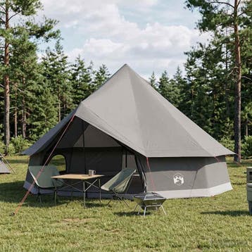 vidaXL Tipi Tent 10-persoons Bruin Grijs Polyester en Staal, Verzenden