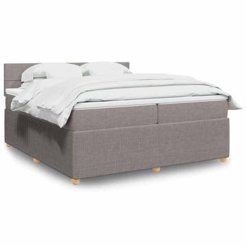 vidaXL Boxspring met matras stof taupe 200x200 cm, Verzenden, Nieuw