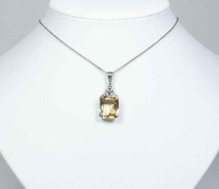 - Art nouveau - au moins argent 800 - citrine naturelle de, Antiek en Kunst, Kunst | Designobjecten