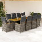vidaXL 11-delige Bistroset met kussens poly rattan grijs, Verzenden, Nieuw
