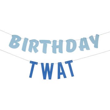 Blauw Letterslinger Birthday Twat 1,5m, Hobby en Vrije tijd, Verzenden, Nieuw