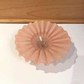 Fruitschaal - Glas - Ruffled Glass Fruit Bowl, Antiek en Kunst