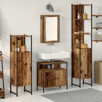 vidaXL Badkamermeubel Set 4 st Oud Hout 33 x 33 x 185,5 cm, Verzenden, Nieuw
