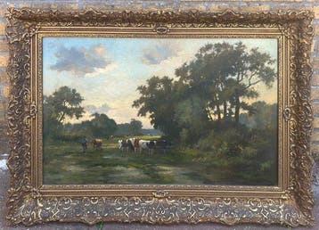 J.H Kaemmerer (1894-1970) - Met de koeien op het land, Antiek en Kunst
