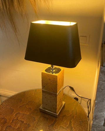 Tafellamp - chrome liege - Chroomkleurige lamp en kurk