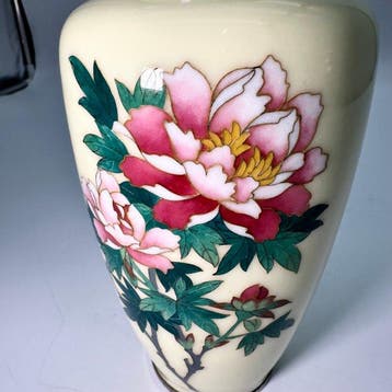 Vase - Émail - Japon - Vase cloisonné SATO aux pivoines