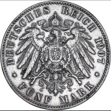 Duitsland, keizerrijk 5 Mark 1907 / Hamburg (Zonder