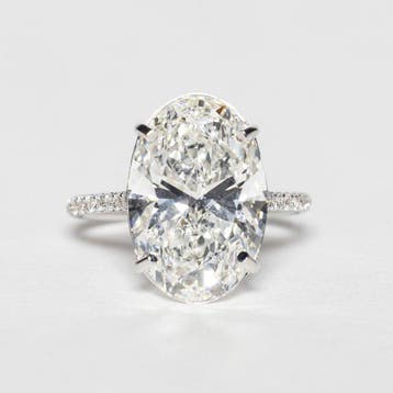 Statement ring - 18 karaat Witgoud - 7.29ct. tw. Diamant, Handtassen en Accessoires, Antieke sieraden
