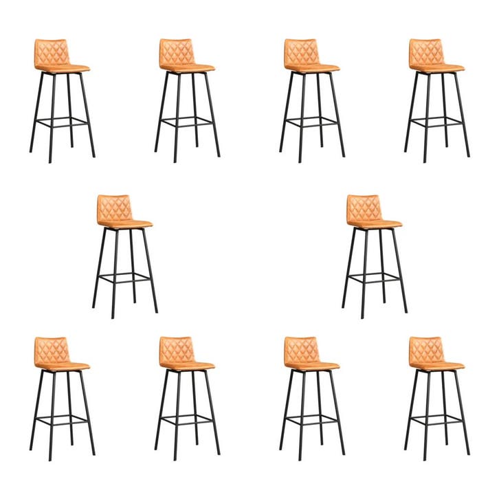 Set van 10 Leren barkrukken Catch hoog - Vintage Cognac, Maison & Meubles, Tabourets de bar, Enlèvement ou Envoi
