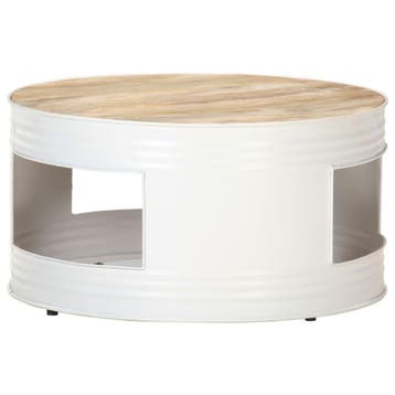 vidaXL Salontafel 68x68x36 cm massief mangohout wit, Verzenden