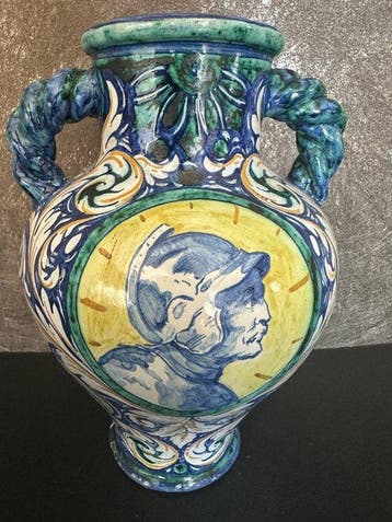 Renaissance Revival Majolica Vase - Signed Wegener - Germany