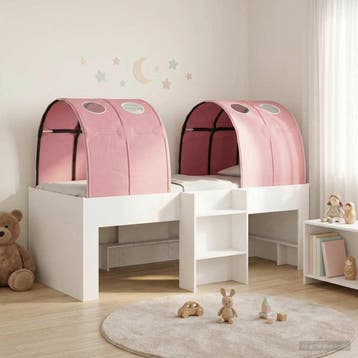 vidaXL Bed met Tunnel 3 st Wit en Roze Bewerkt hout, Verzenden, Nieuw