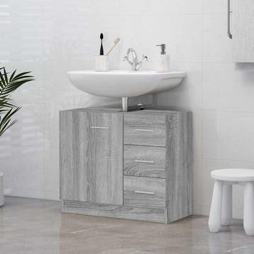 vidaXL Wastafelkast 63x30x54 cm bewerkt hout grijs sonoma, Verzenden
