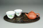 Ensemble de thé Gong Fu - Porcelaine, Laque, Bois - Chine -