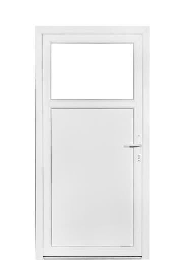 PVC Deur antraciet volpaneel, 1/3 en 1/ 2 glas b98xh200 cm, 80 tot 100 cm, Nieuw, Ophalen of Verzenden, Buitendeur
