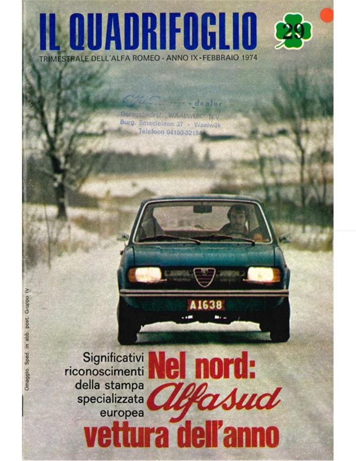 1974 ALFA ROMEO IL QUADRIFOGLIO MAGAZINE 29 ITALIAANS, Boeken, Auto's | Folders en Tijdschriften