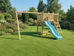 Veiling - Vrijstaande speeltoren met schommel+glijbaan 410x3, Kinderen en Baby's, Speelgoed | Buiten | Speeltoestellen, Nieuw