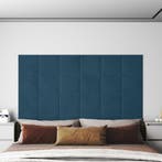 vidaXL Wand Hoofdbord 12 pcs Blauw Fluweel, Verzenden