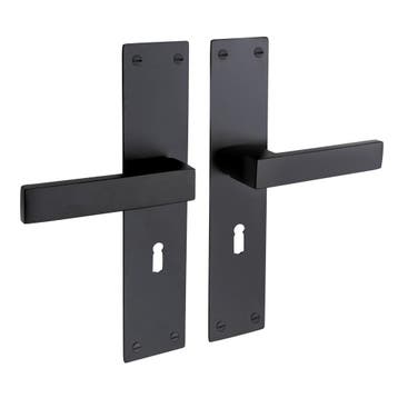Deurklink Nova zwart met schild en sleutelgat 55 mm - deu..., Ophalen of Verzenden, Nieuw, IJzer, Klink of Kruk