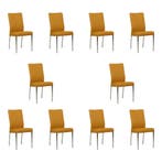Set van 10 Leren eetkamerstoelen Comfort - Toledo Leem, Ophalen of Verzenden, Nieuw, Leer, Eén