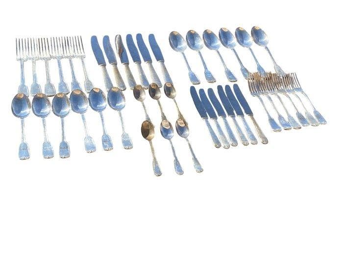 Bestekset voor 6 personen (42) - Verzilverd, Antiek en Kunst, Antiek | Meubels | Tafels