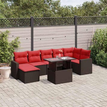 vidaXL 8-delige tuinbankset met kussens, bruin polyrotan, Verzenden