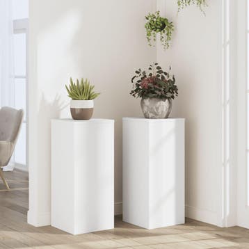 vidaXL Plantenstandaards 2 st 30x30x70 cm bewerkt hout wit, Verzenden