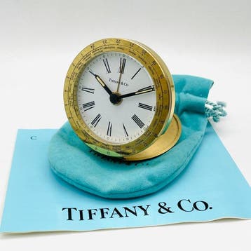 Wekker - Verguld - 1980-1990 - Tiffany & Co Reiswekker, Antiek en Kunst, Antiek | Klokken