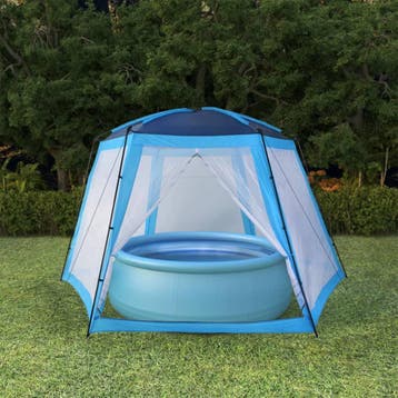 vidaXL Zwembadtent 500x433x250 cm stof blauw, Tuin en Terras, Zwembaden, Verzenden, Nieuw