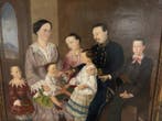 Italiaanse school (XIX) - Ritratto di famiglia, Antiek en Kunst
