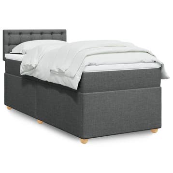 vidaXL Boxspring met matras stof donkergrijs Single, Verzenden, Nieuw