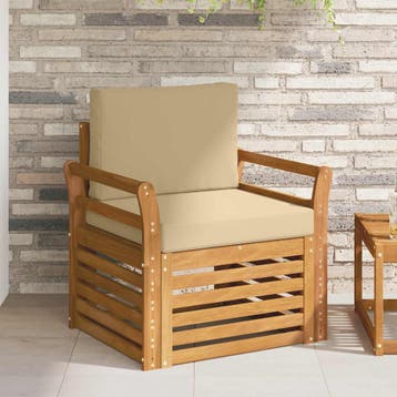 vidaXL Buiten bank set Massief Acacia Hout en Polyester, Tuin en Terras, Verzenden, Nieuw