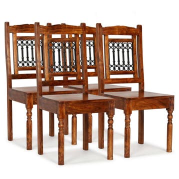 vidaXL Eetkamerstoelen 4 st massief hout klassiek, Verzenden