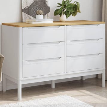 vidaXL Ladekast FLORO massief grenenhout wit, Verzenden, Nieuw