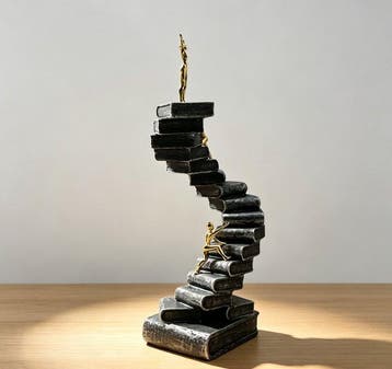 Sculpture, Climber on the Mountain of Books Abstract