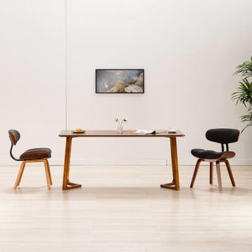 vidaXL Eetkamerstoelen 2 st gebogen hout en stof grijs, Verzenden, Nieuw