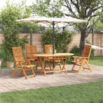 vidaXL Tuin Eettafel Set 5 pcs Bruin Massief Acacia Hout, Verzenden