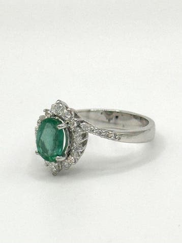 Verlovingsring - 18 karaat Witgoud - 2.20ct. tw. Smaragd -