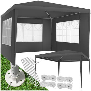 Paviljoen Barinas met 3 zijdelen, waterdicht, 3x3m - grijs, Verzenden, Nieuw
