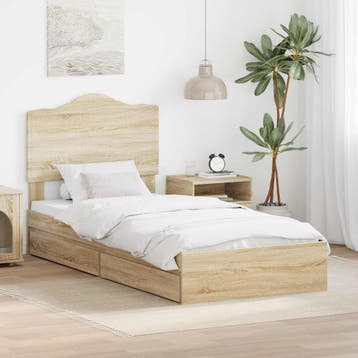 vidaXL Opbergbed met lade Sonoma Eik 100 x 200 cm Bewerkt, Verzenden, Nieuw