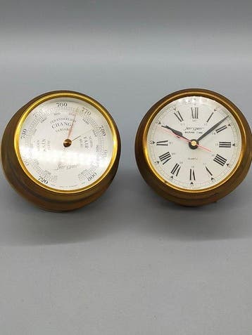 Jerger Marine Time Wandklok & Barometer Set – Messing