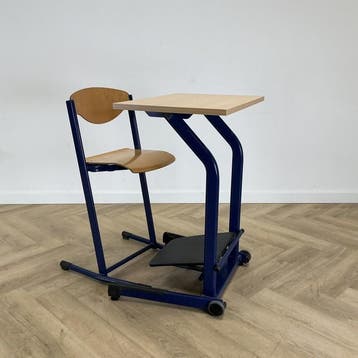 Vanerum complete ergonomische schoolset 1x stoel (zith. 65, Huis en Inrichting, Stoelen, Gebruikt, Blauw, Hout