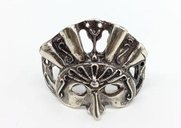 Servetring - .800 zilver - Venetiaanse masker, Antiek en Kunst