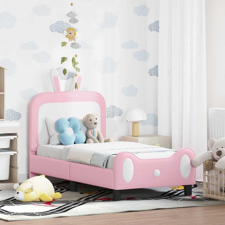 vidaXL Peuterbedframe met hoofdboard Roze 70 x 140 cm PU, Huis en Inrichting, Slaapkamer | Bedden, Nieuw, Verzenden