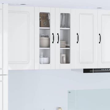 vidaXL Wandglas Kasten PORTO Hoogglans wit 60 x 31 x 80 cm, Verzenden