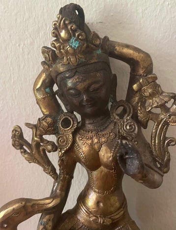 Saraswati sur le cygne - Bronze - Népal - début/milieu du, Antiquités & Art