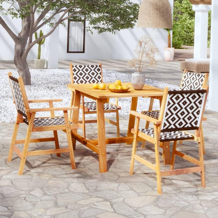 vidaXL 5-delige Tuinset massief acaciahout, Tuin en Terras, Tuinsets en Loungesets, Tuinset, Nieuw, Verzenden
