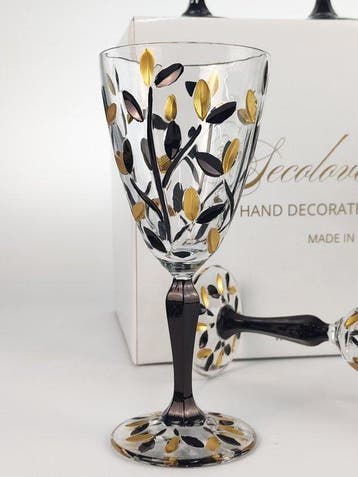 Secoloventesimo - Calice (6) - Leaves black golden chalice -