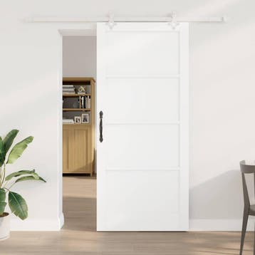 vidaXL Schuifdeur 93 x 211 cm Bewerkt hout Wit, Verzenden, Nieuw
